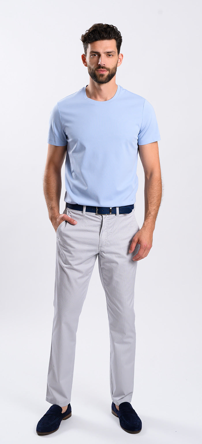 Béžové chinos nohavice so vzorom kohútej stopy