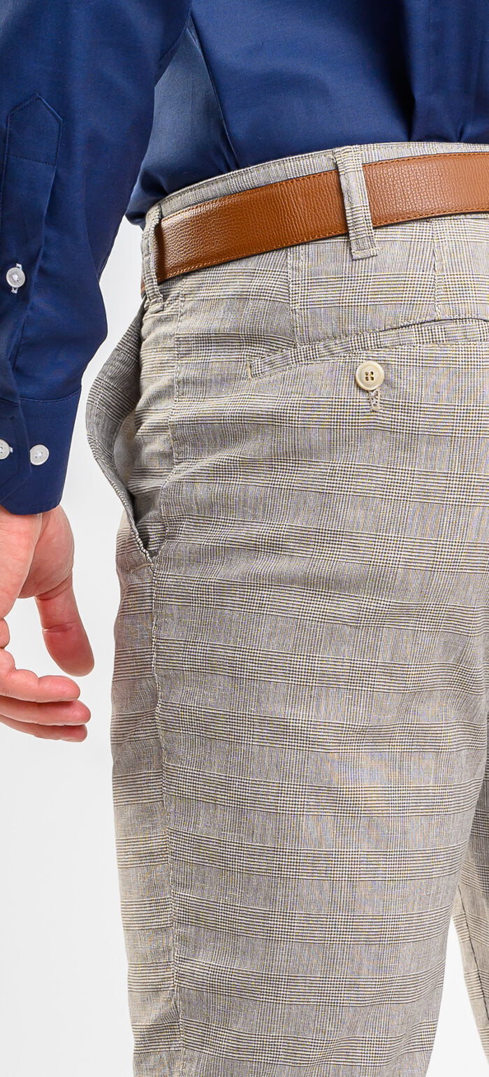 Béžové kárované voľnočasové nohavice