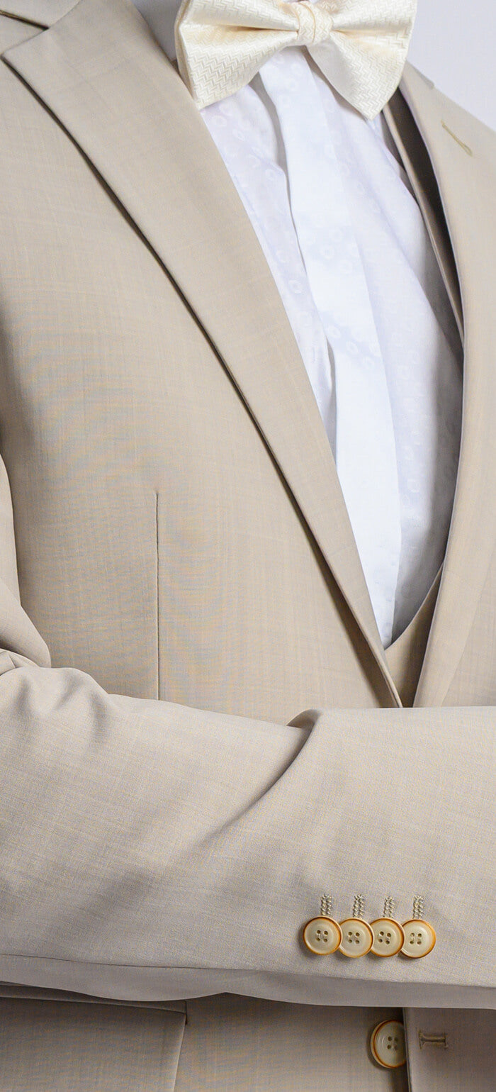 Béžový svadobný Slim Fit oblek s vestou