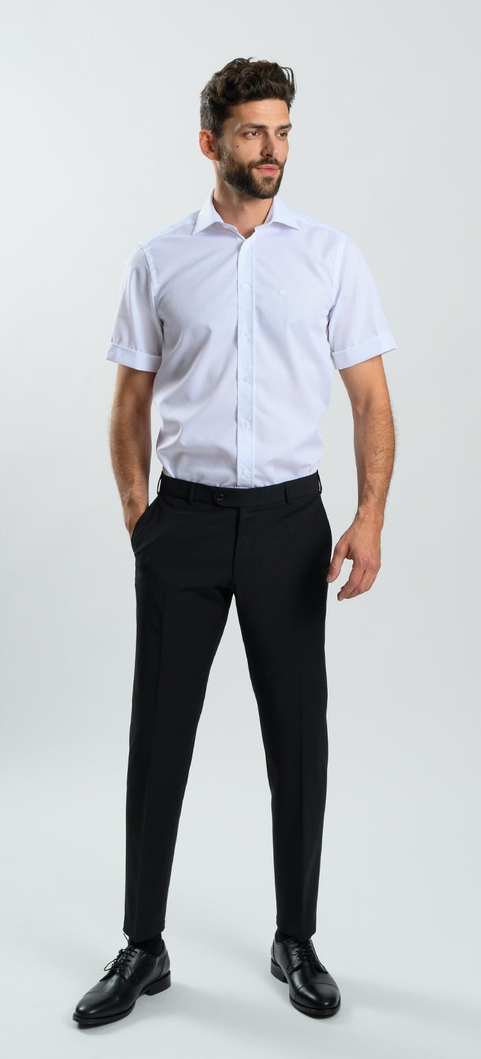 Biela Vzorovaná Slim Fit košeľa s krátkym rukávom