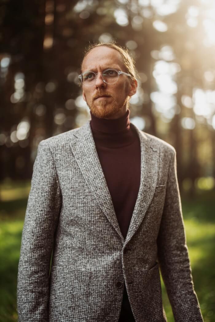 Bledohnedé bavlneno-vlnené sako