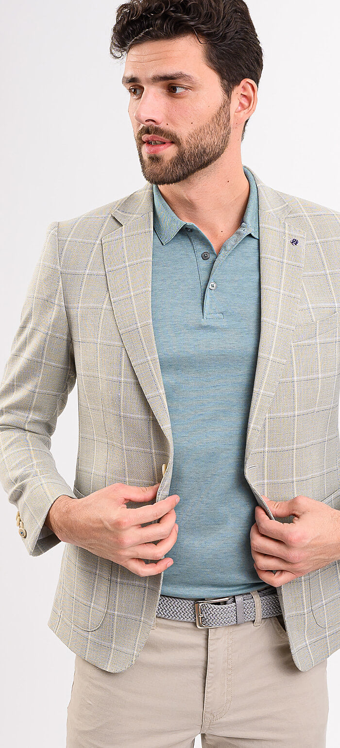 Bledozelené kárované sako