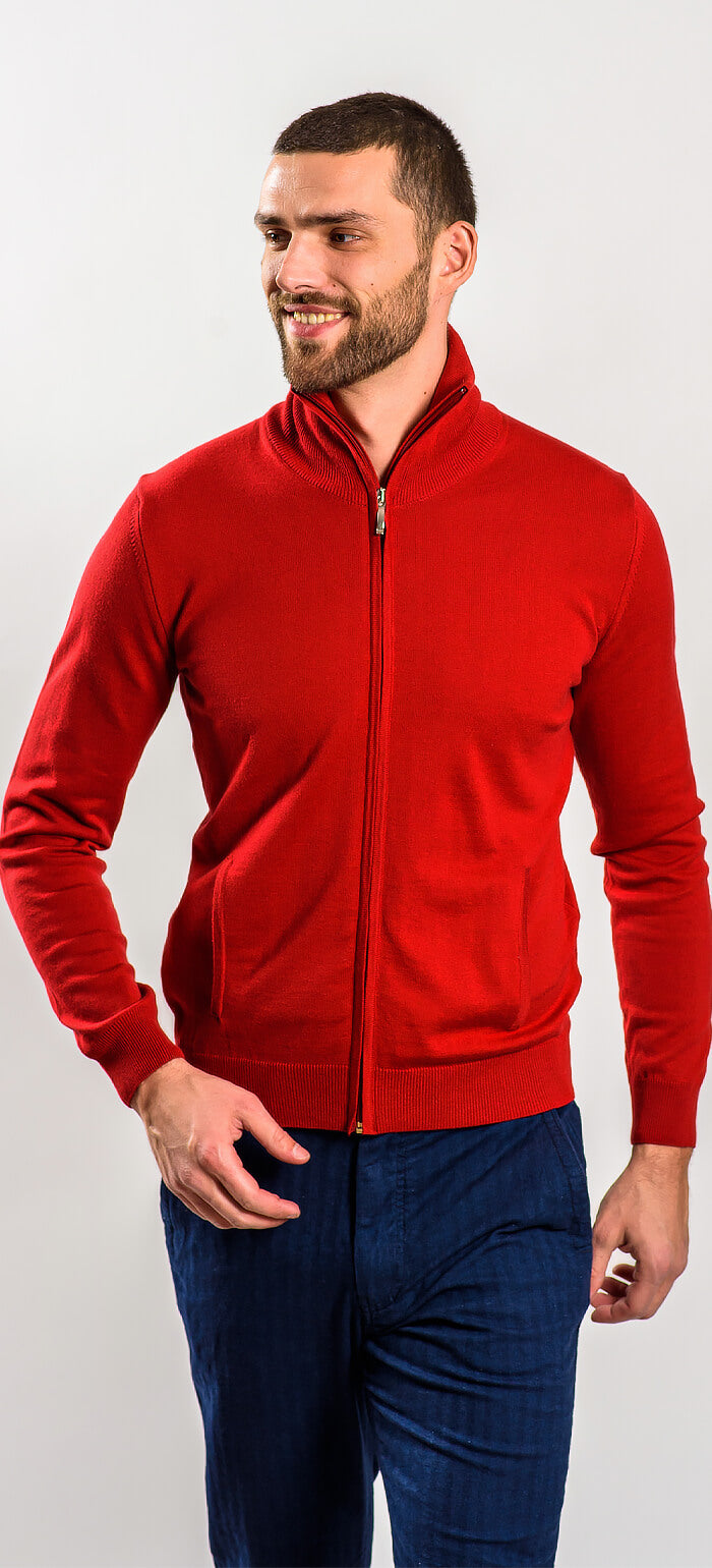 Bordový sveter na zips