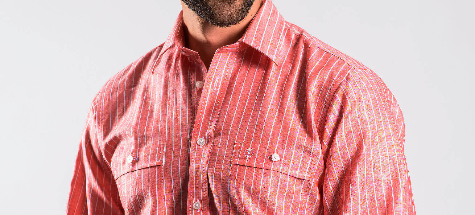 Červená ľanová Slim Fit košeľa