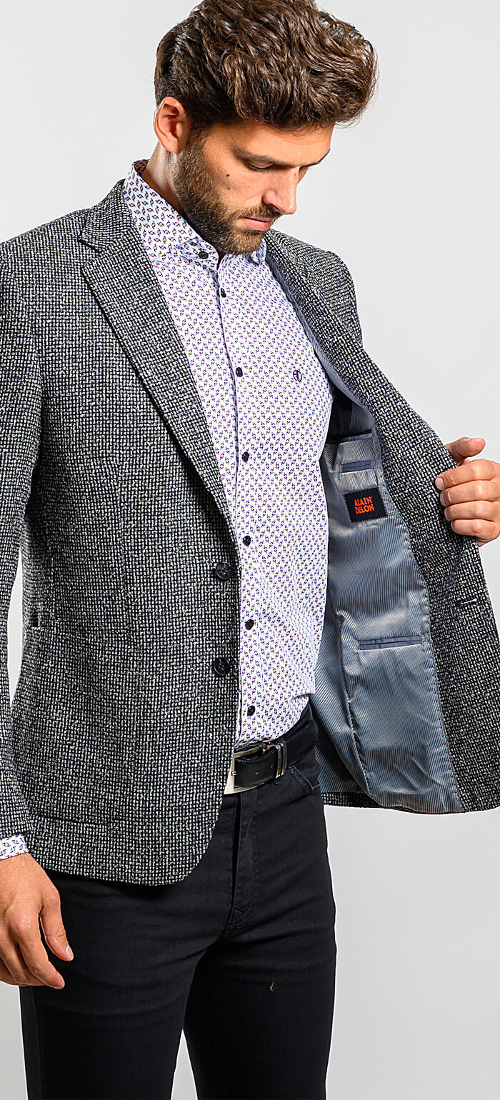 Čierno-hnedé vlnené sako