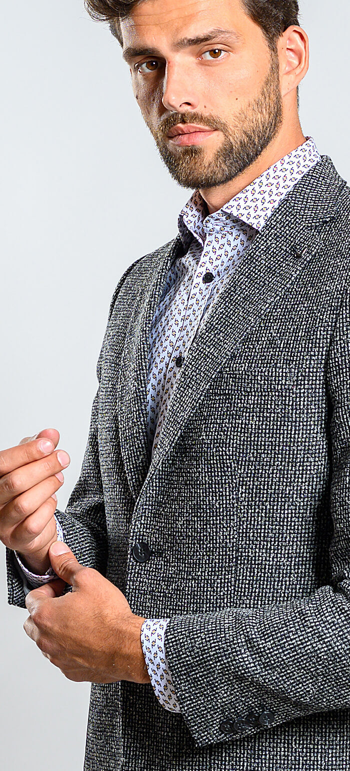 Čierno-hnedé vlnené sako