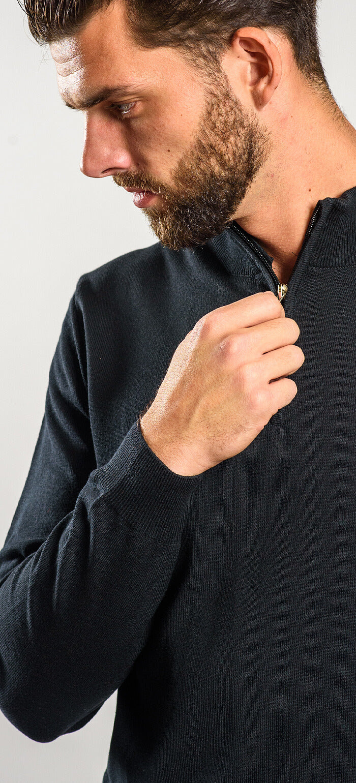 Čierny bavlnený pulóver