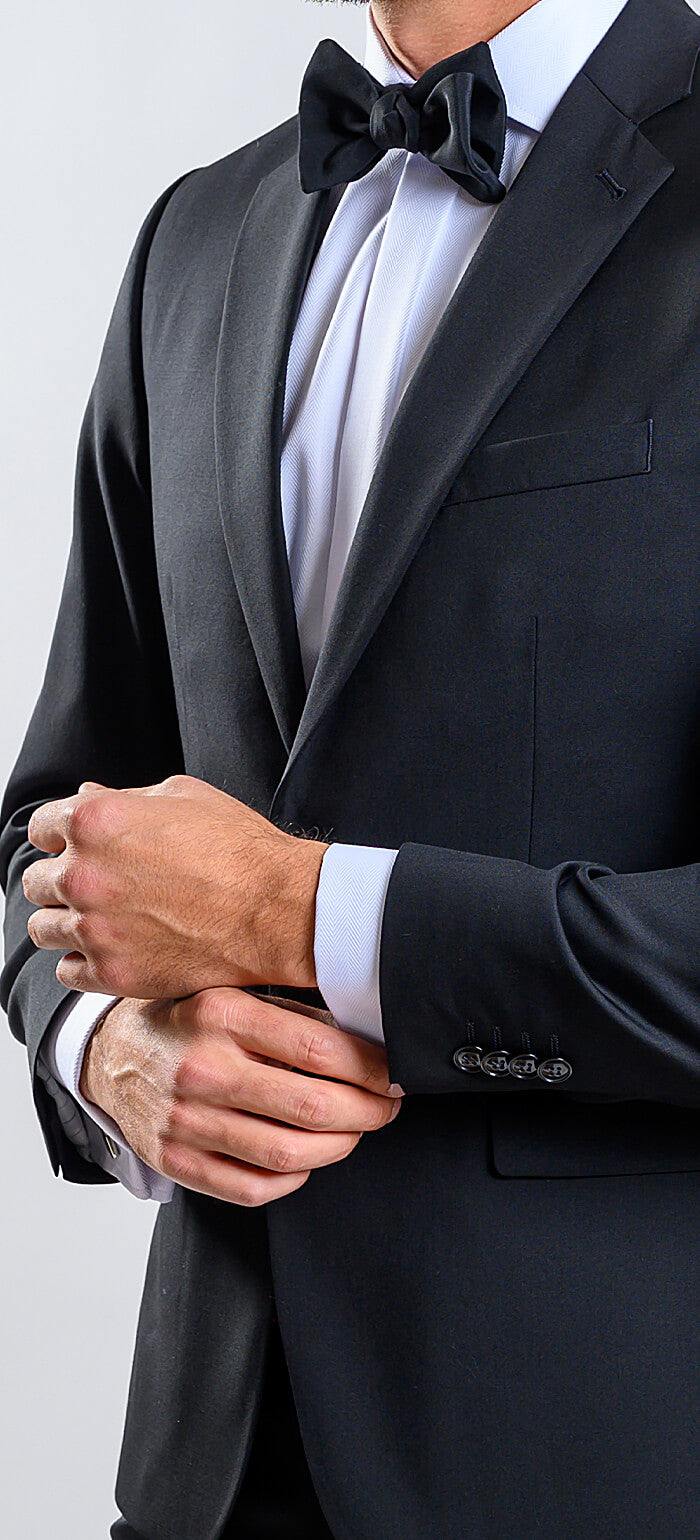 Čierny Slim Fit vlnený oblek