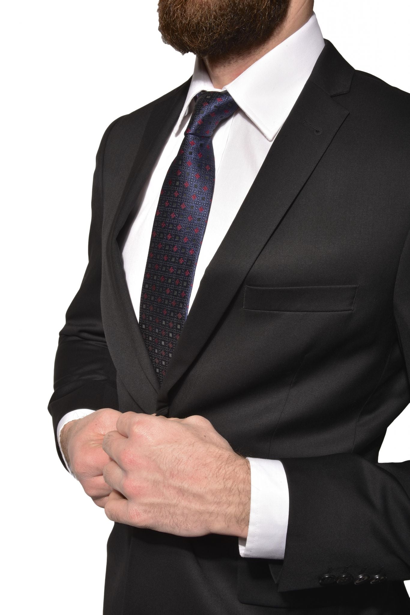 Čierny vlnený Regular Fit oblek