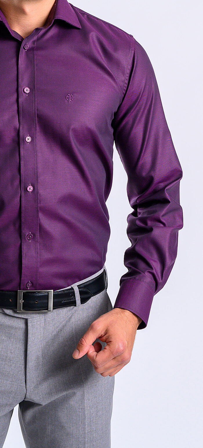 Classic Fit košeľa baklažánovej farby