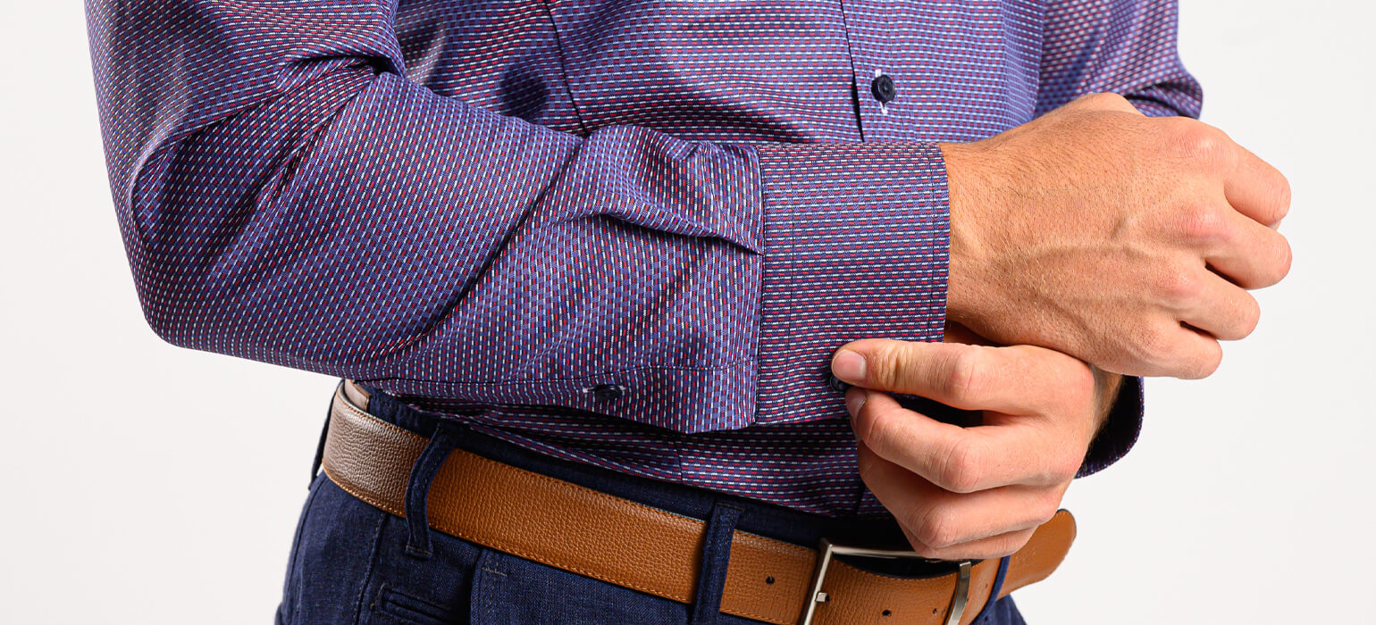 Fialová Extra Slim Fit košeľa s červeno-sivým vzorom