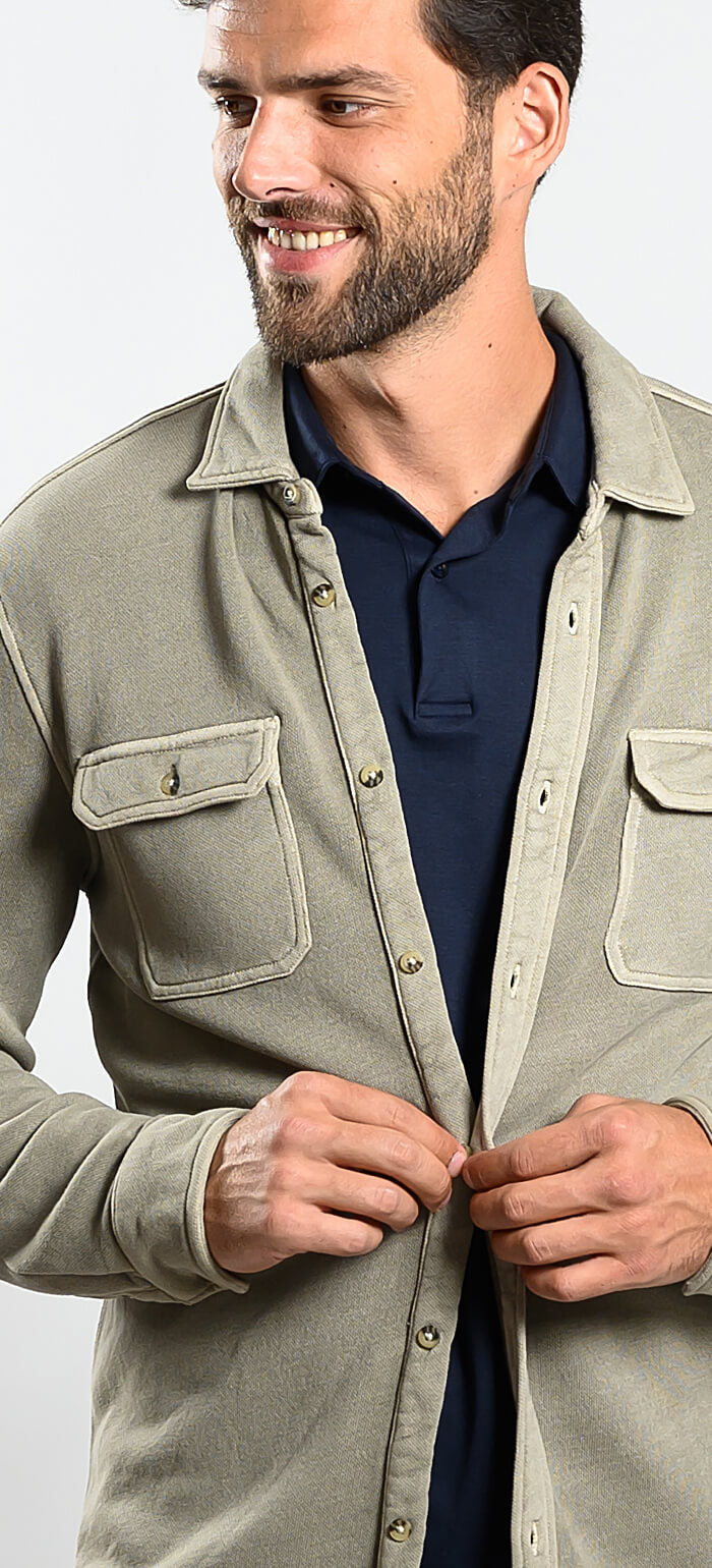 Hrubá bavlnená olivová košeľa