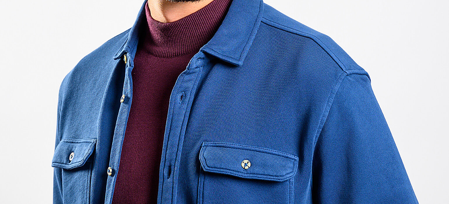 Hrubá modrá bavlnená košeľa