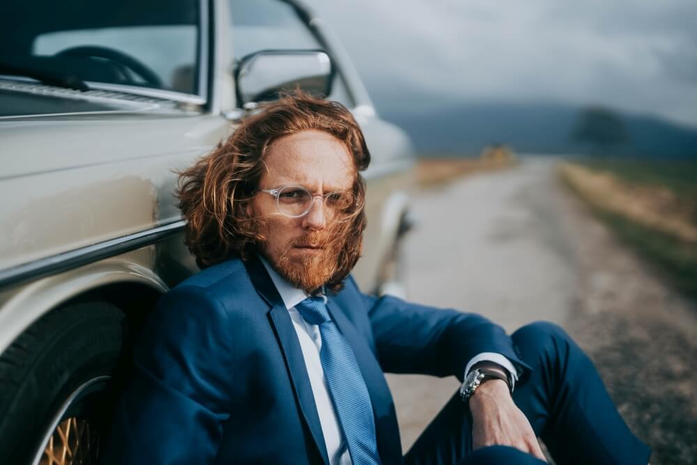 Kráľovsky modrý vlnený Slim Fit oblek