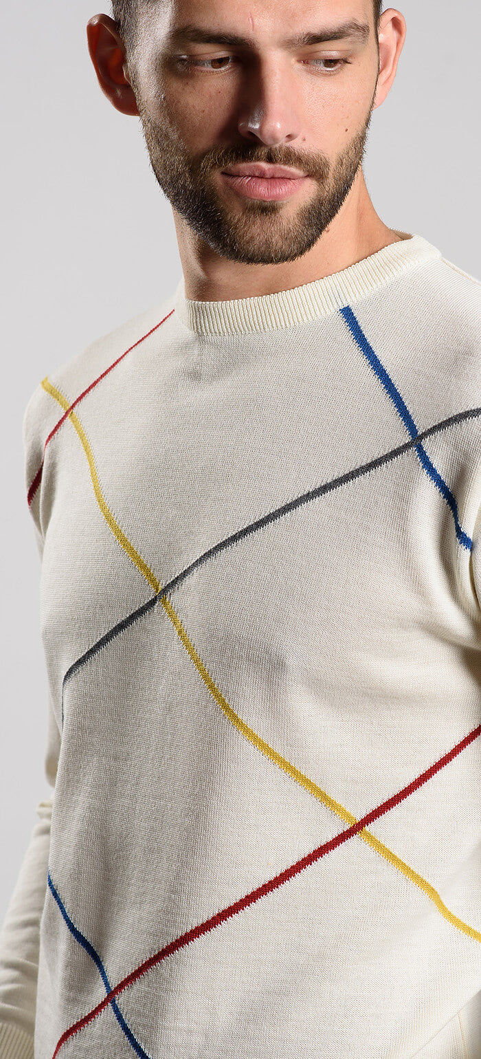 Krémový pulóver so vzorom