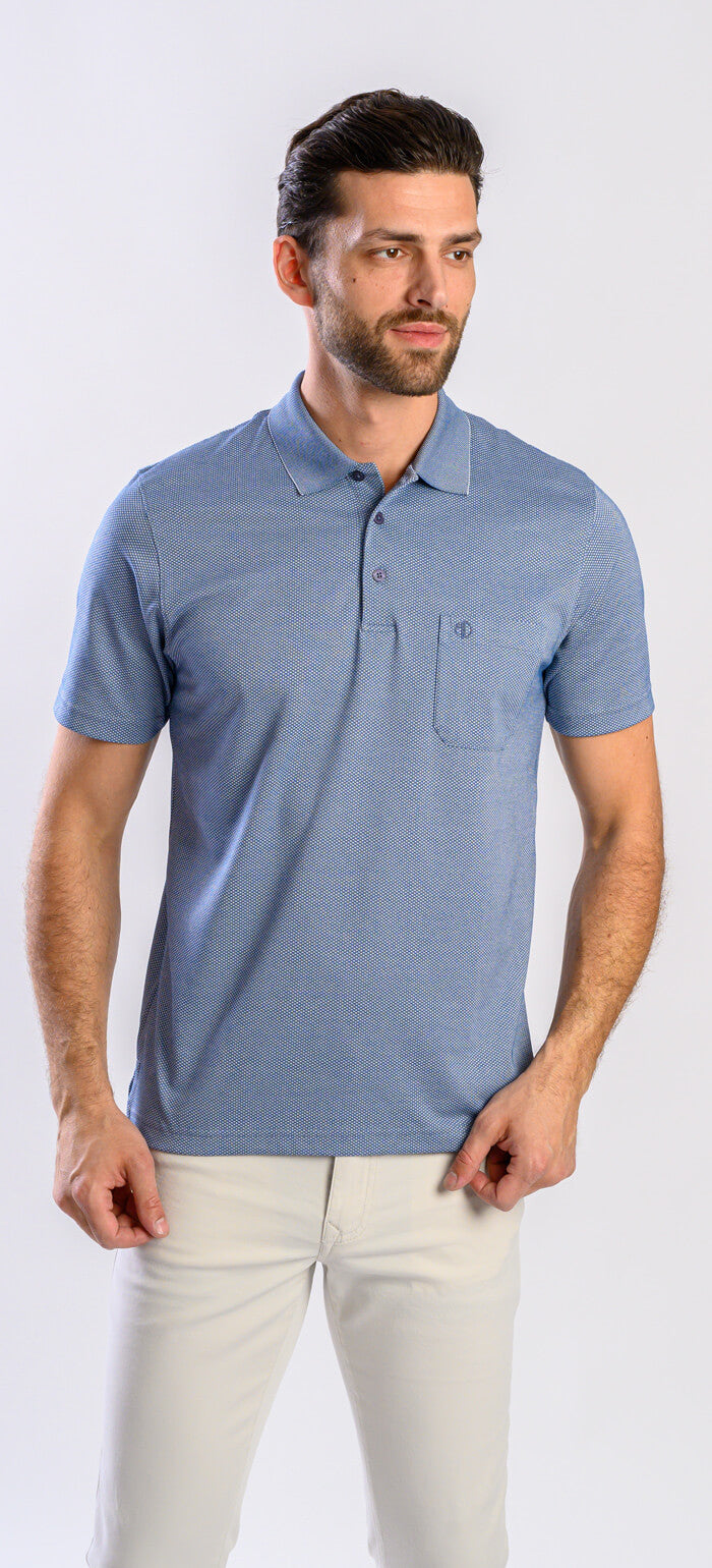 Modrá polokošeľa s kosoštvorcami