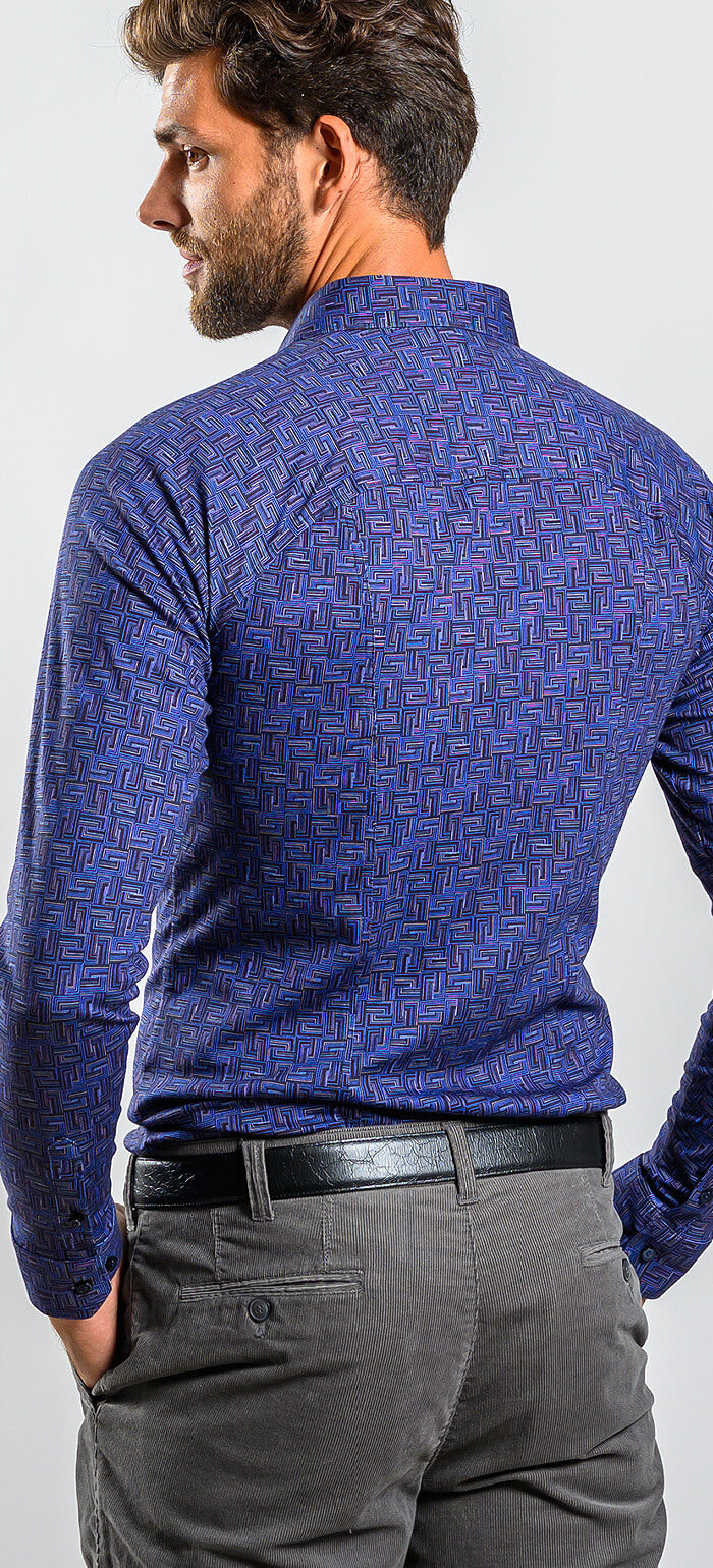 Modrá strečová Extra Slim Fit košeľa s nekrčivou úpravou