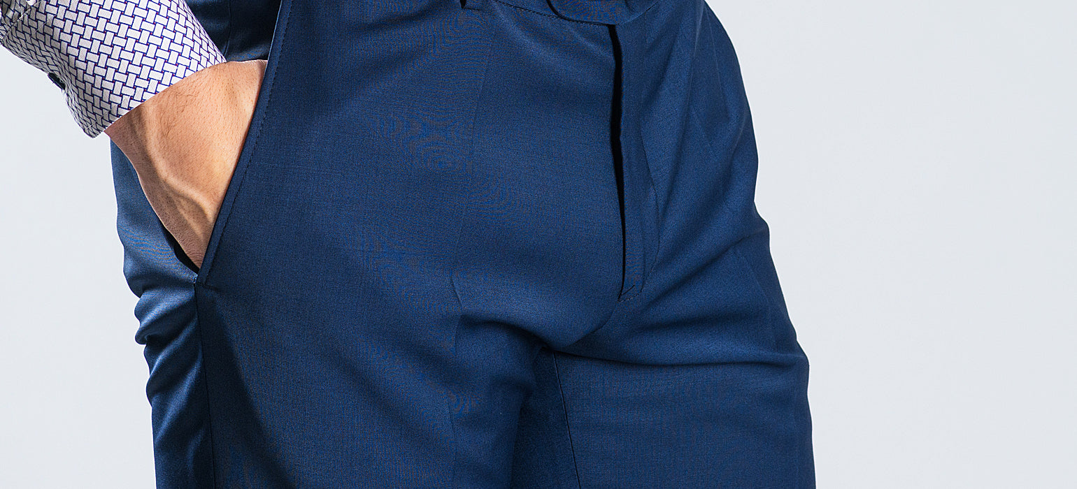 Modré oblekové nohavice