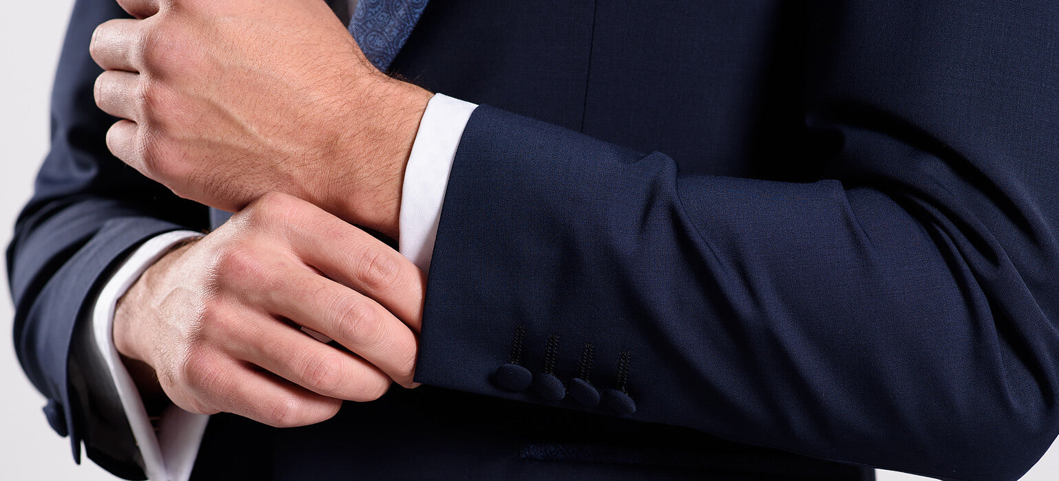 Modré svadobné oblekové sako