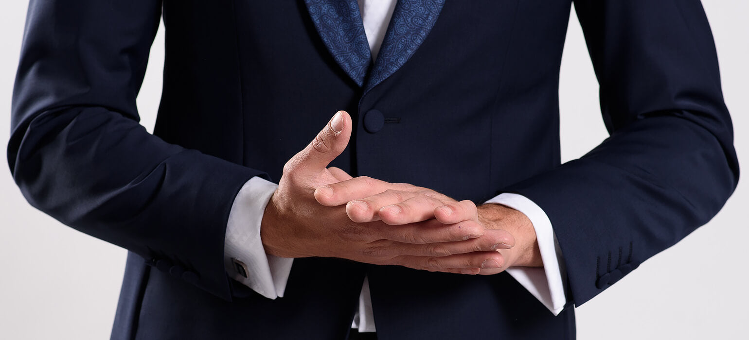 Modré svadobné oblekové sako