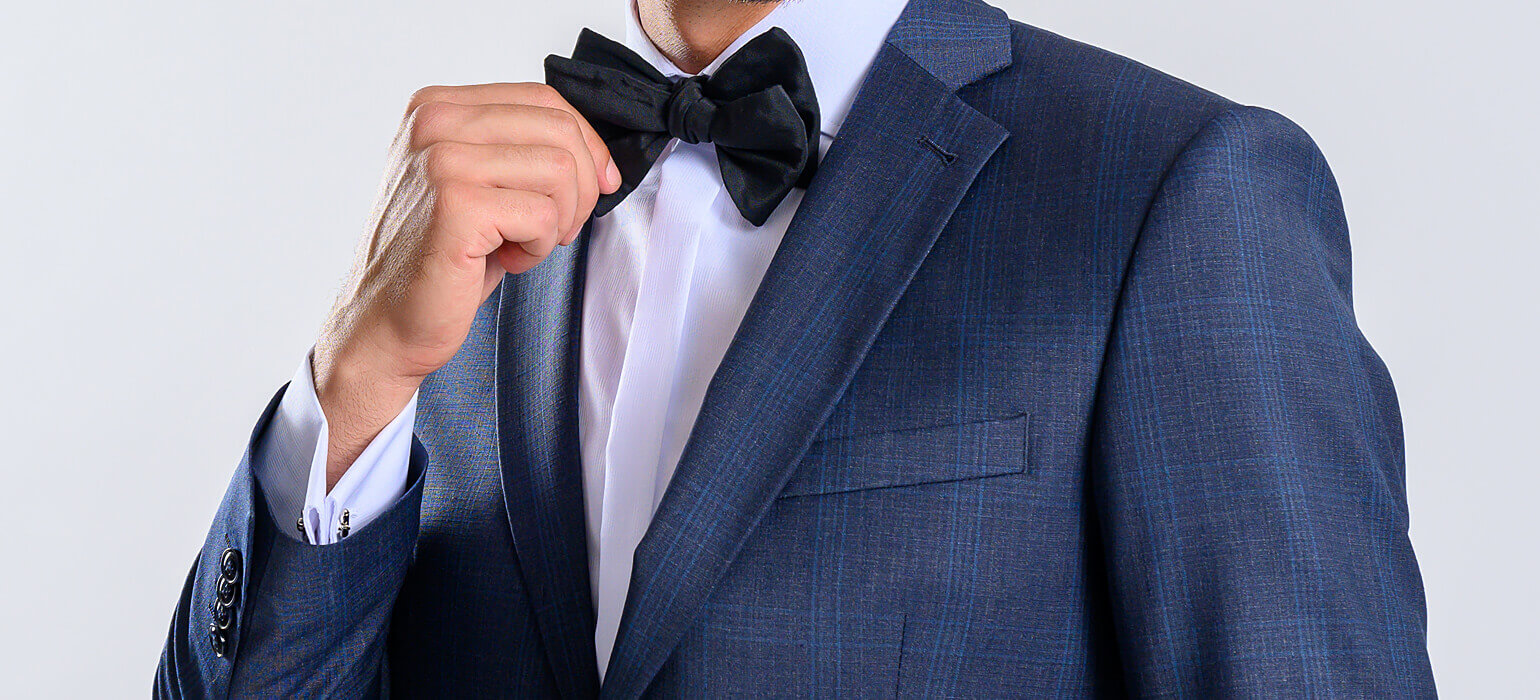 Modrý Slim fit oblek s modrým károm XL veľkosti