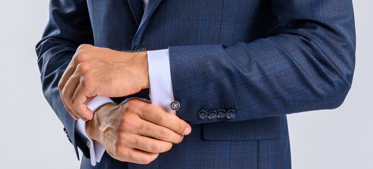 Modrý Slim fit oblek s modrým károm XL veľkosti