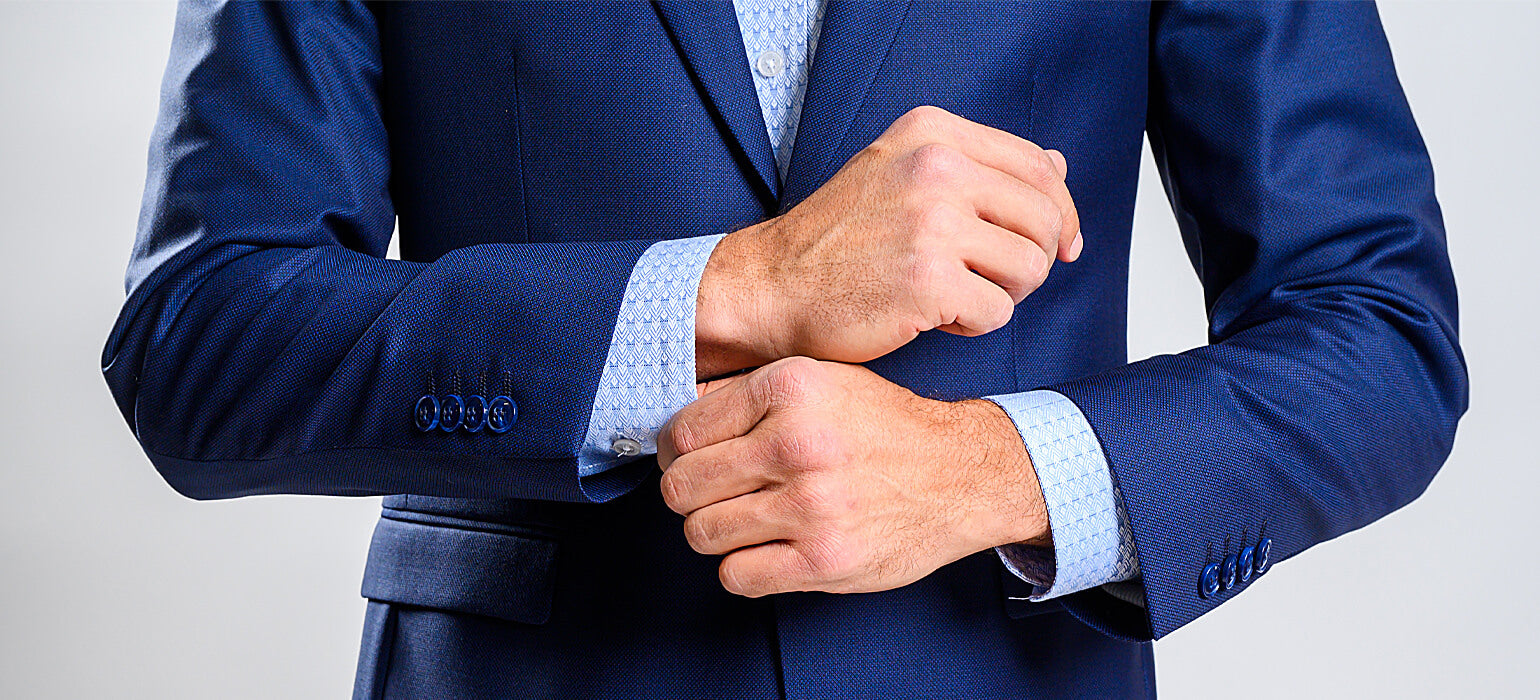 Modrý vlnený Slim Fit oblek