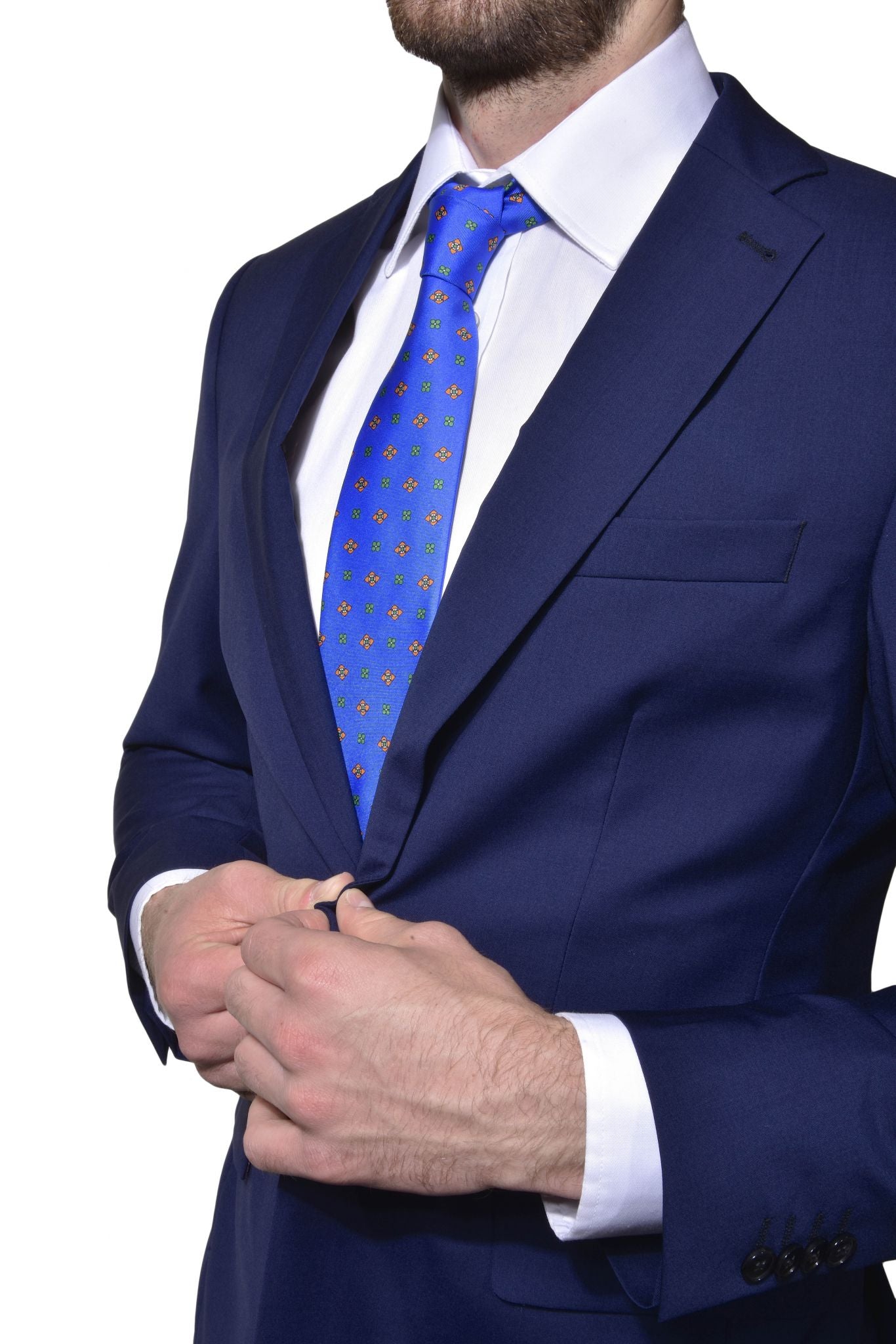 Modrý vlnený Slim Fit oblek