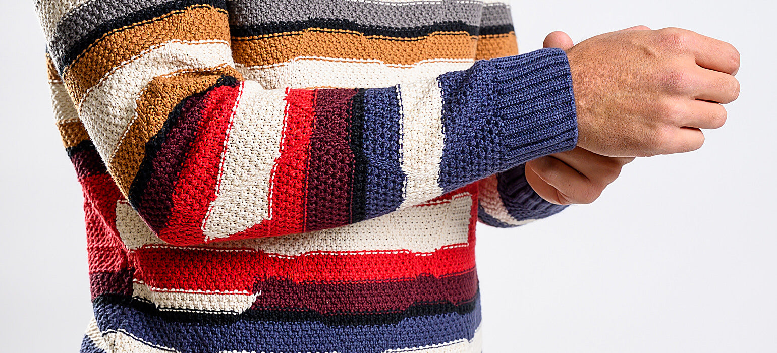 Prúžkovaný bavlnený pulóver