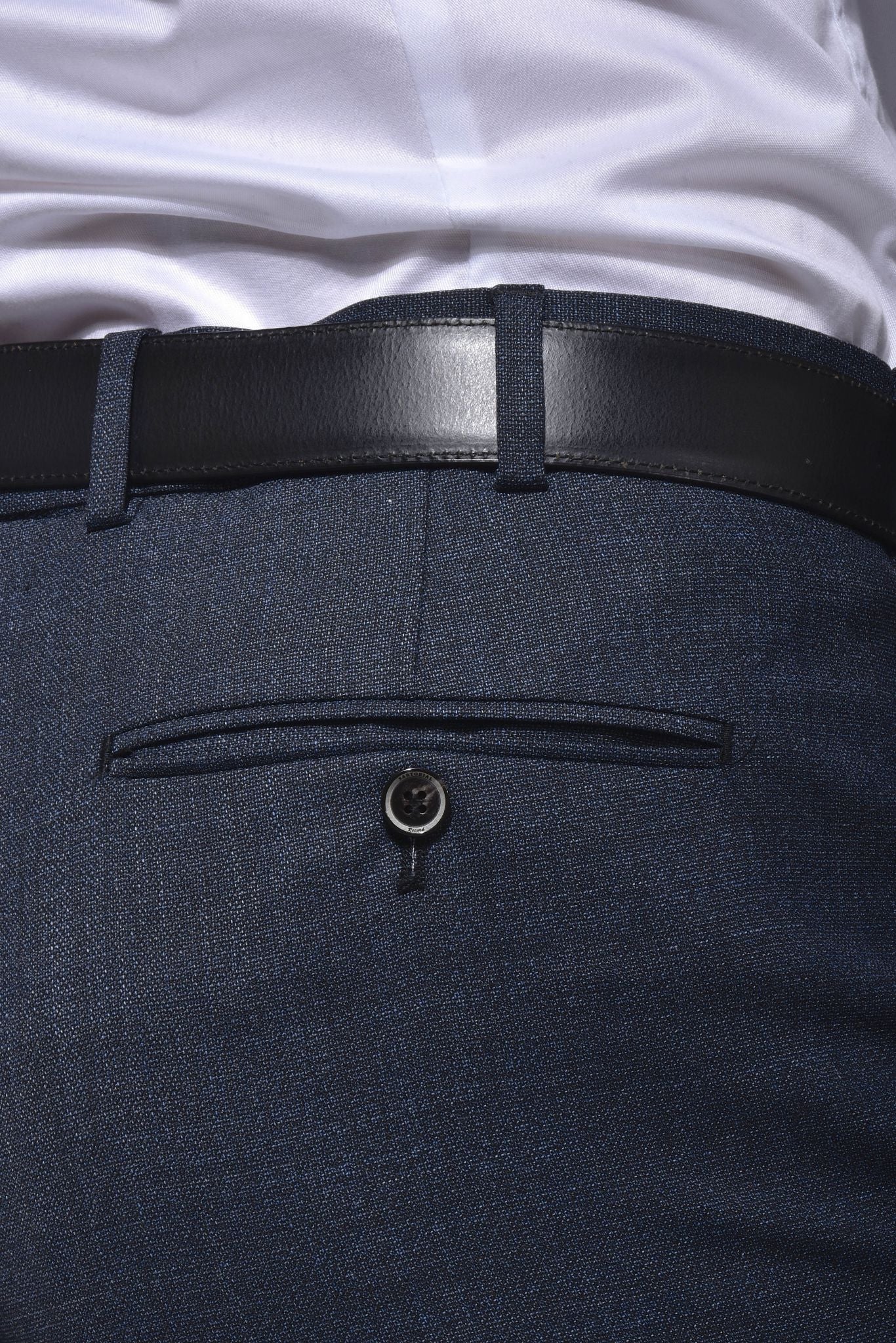 Šedomodré oblekové nohavice