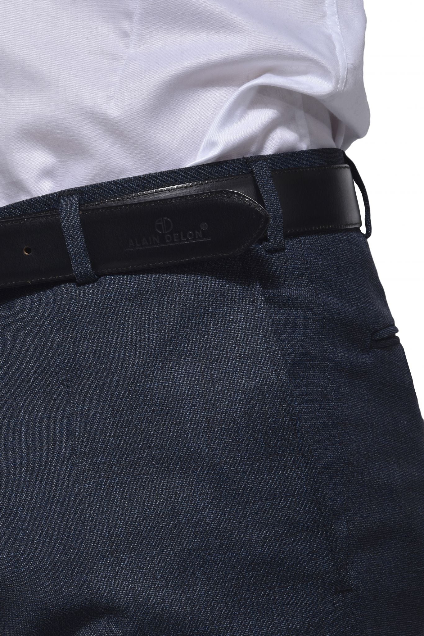 Šedomodré oblekové nohavice