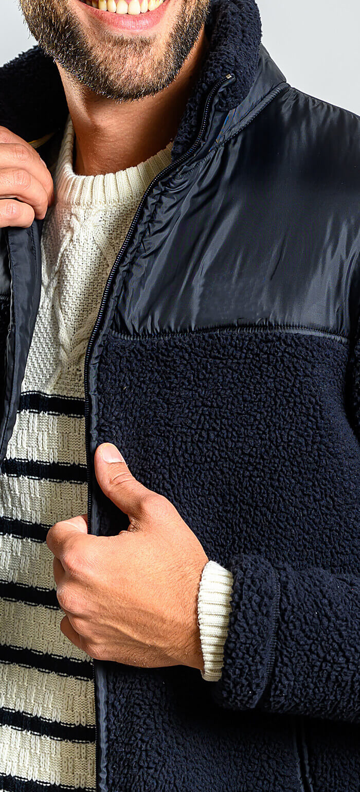 Tmavomodrá flísová bunda