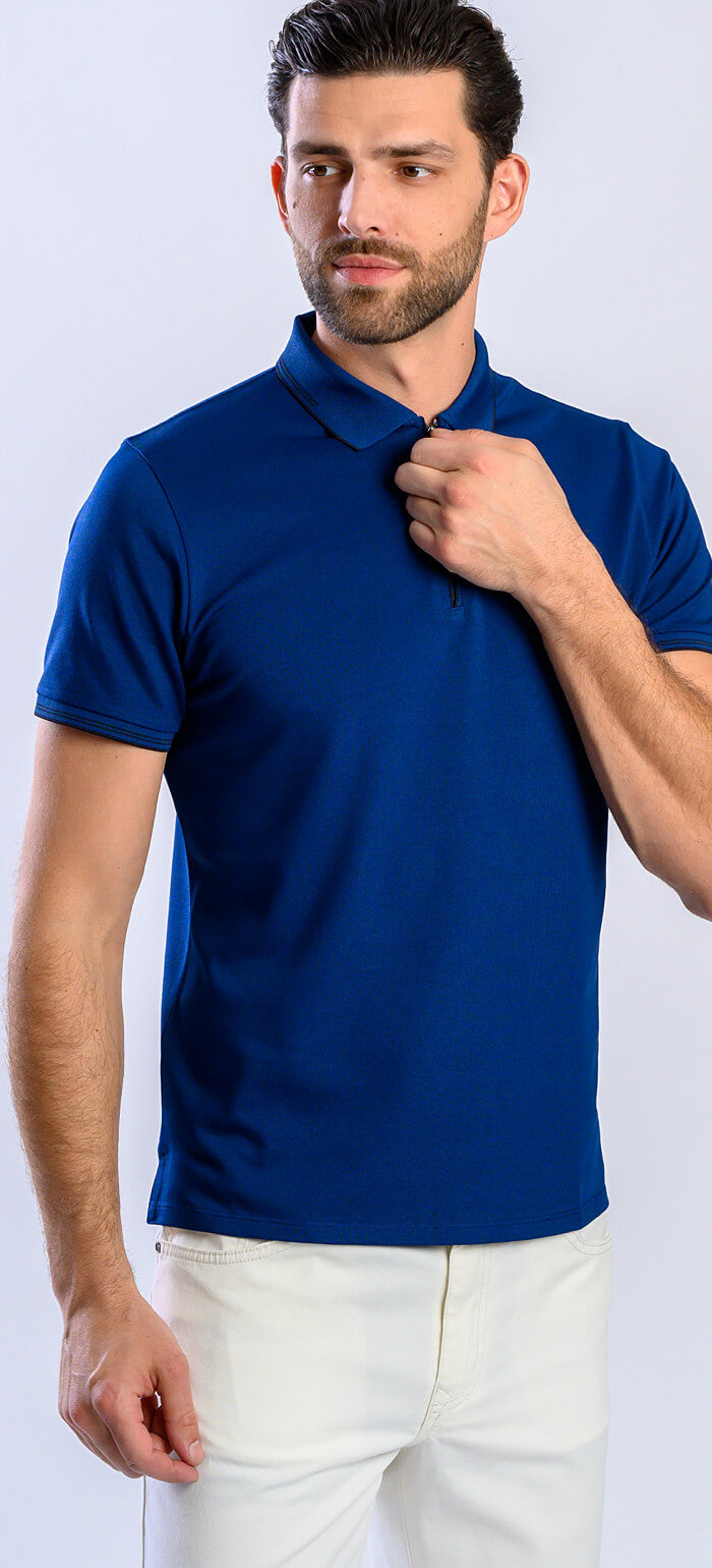 Tmavomodrá polokošeľa so zipsom