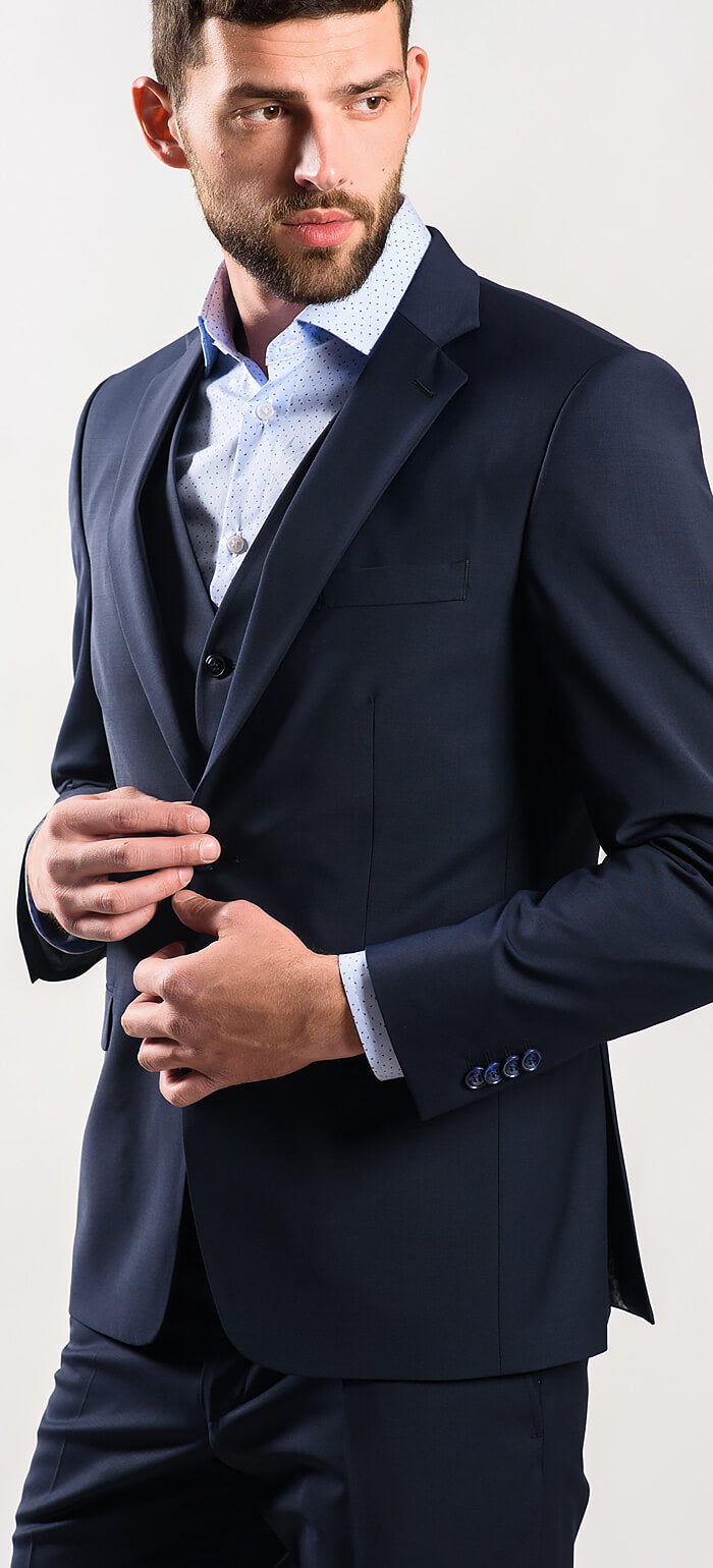 Tmavomodré oblekové sako rady Basic