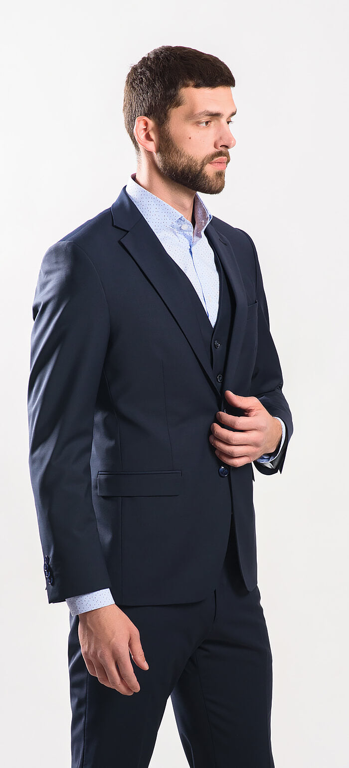 Tmavomodré oblekové sako rady Basic