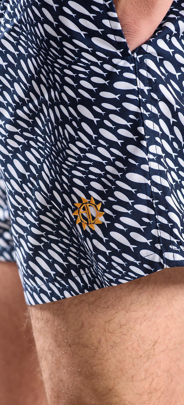 Tmavomodré vzorované plavky