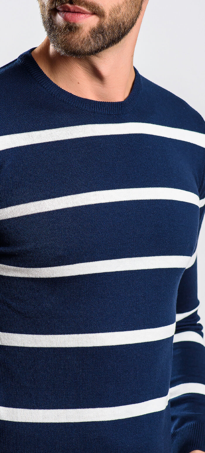 Tmavomodrý bavlnený pulóver