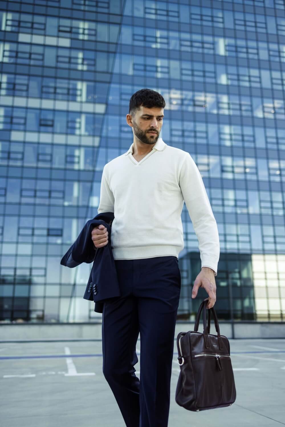 Tmavomodrý Slim Fit oblek XL