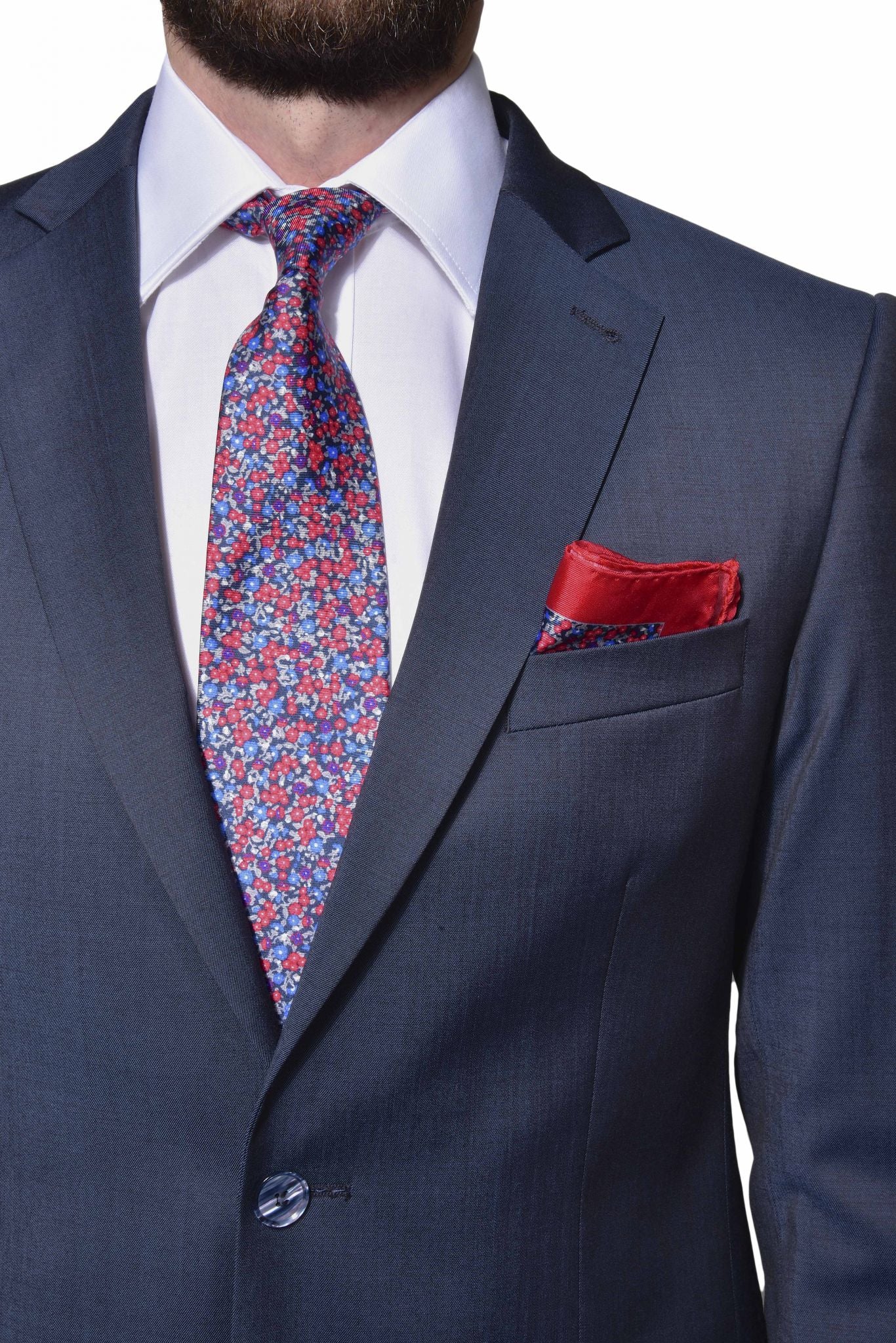 Tmavomodrý vlnený Slim Fit oblek