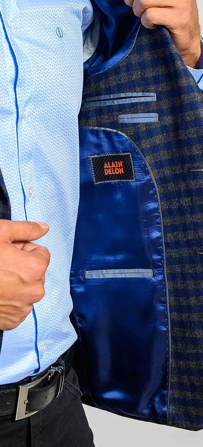 Zeleno-modré kárované sako