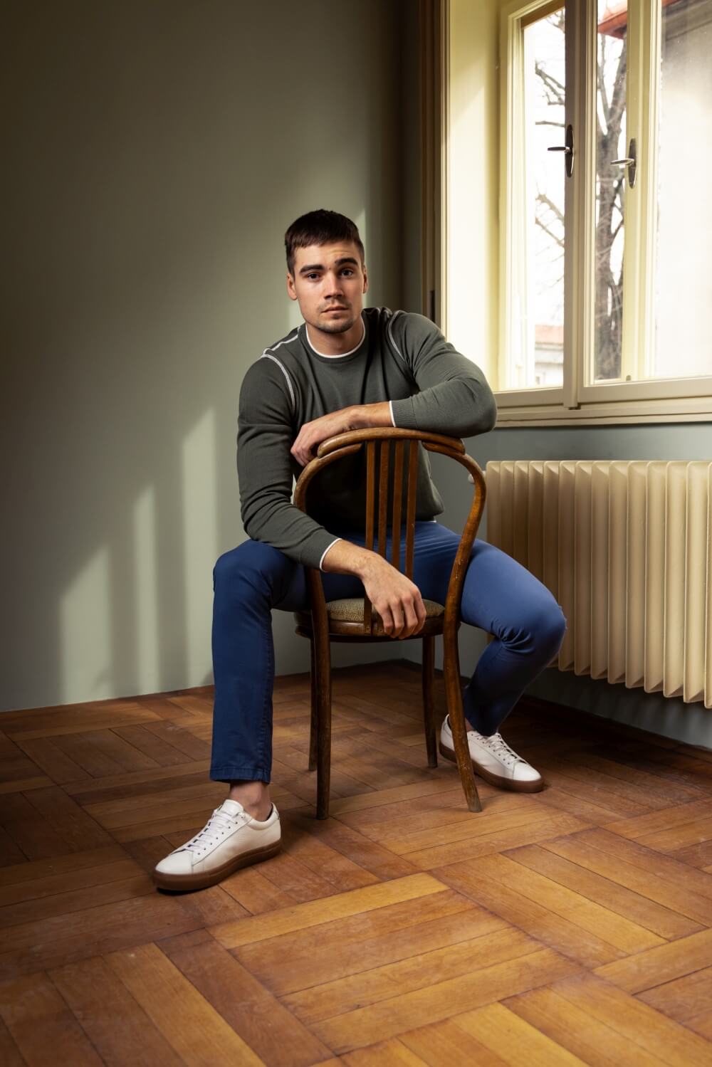 Zelený bavlnený pulóver