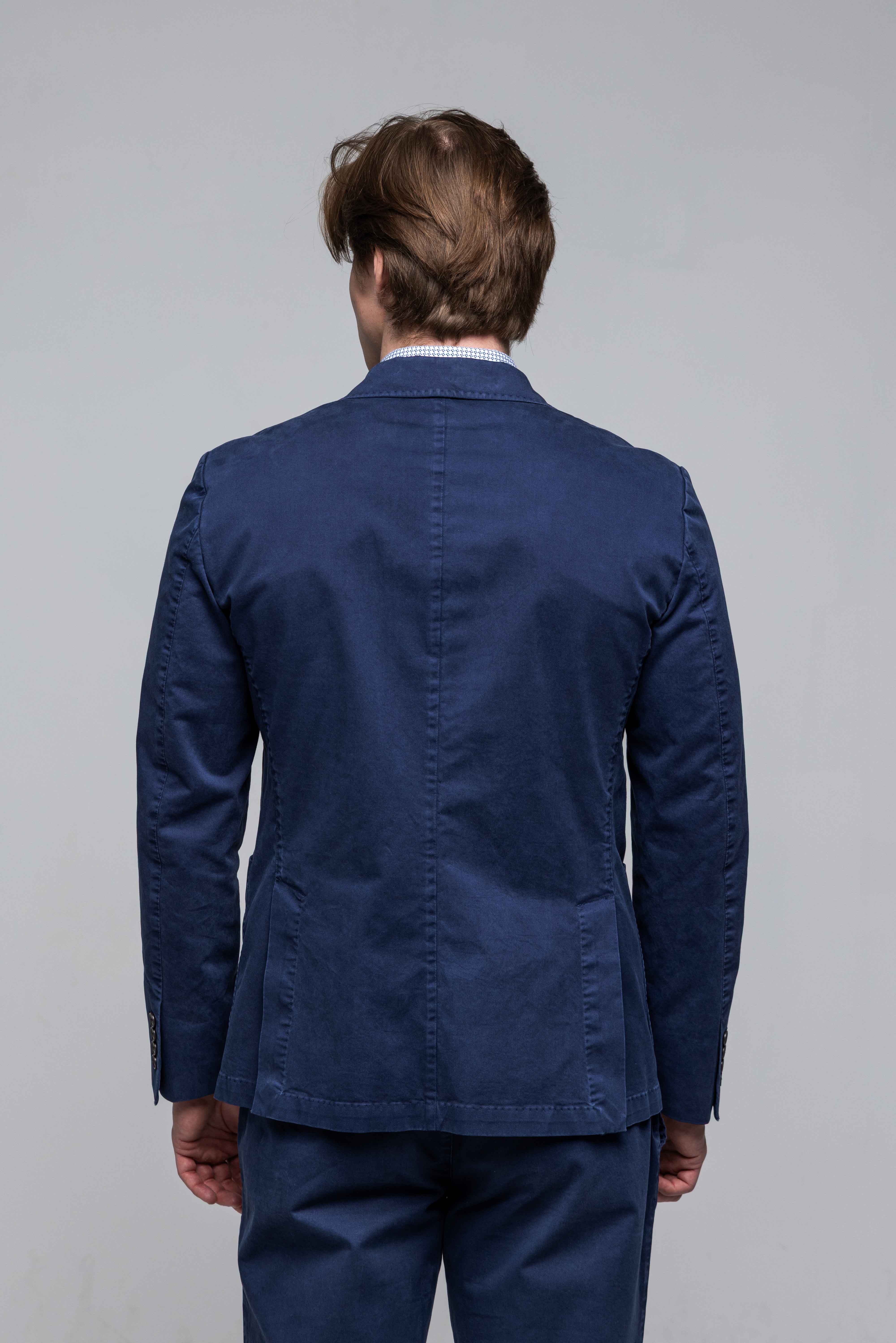 Modré bavlnené Slim Fit sako