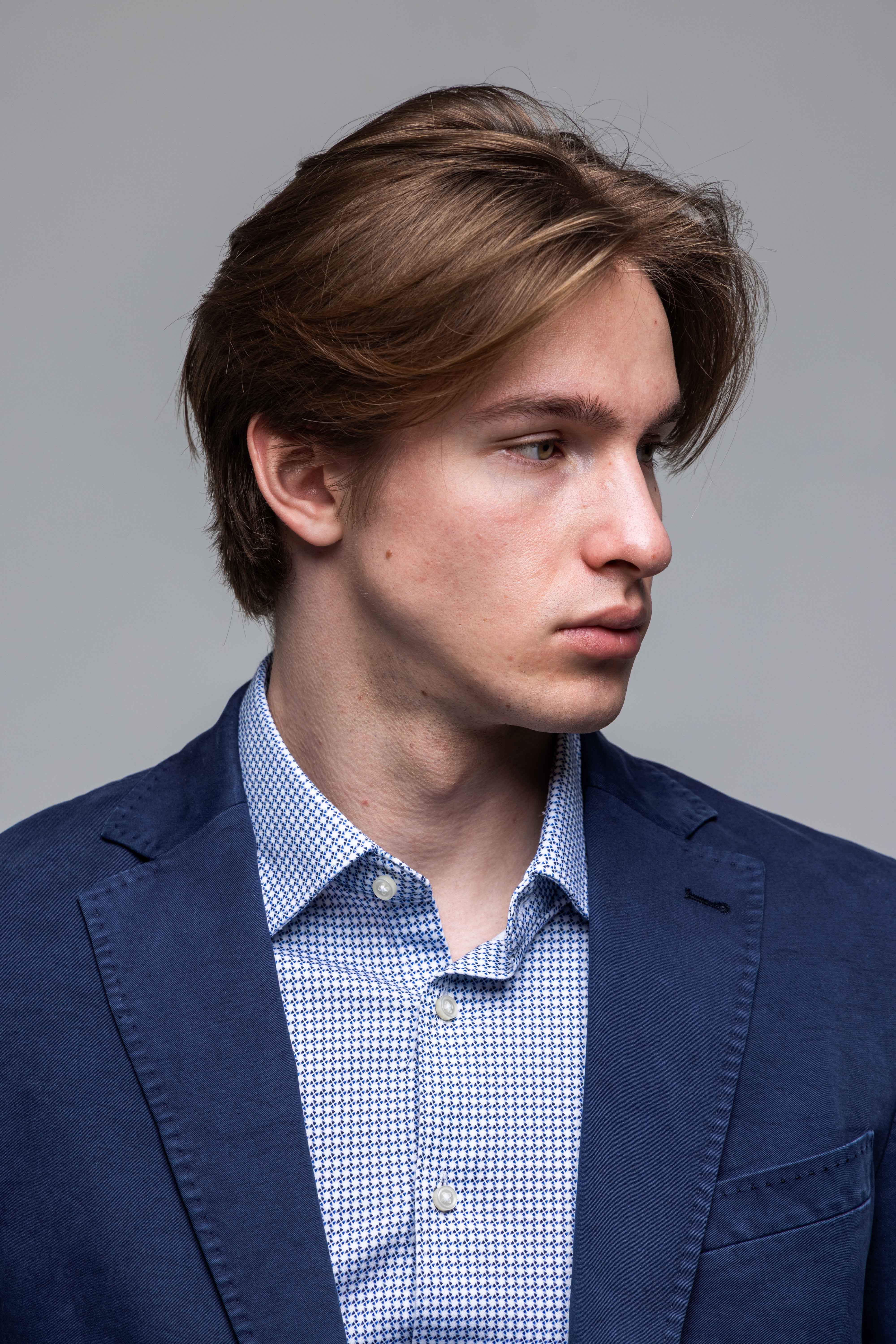 Modré bavlnené Slim Fit sako