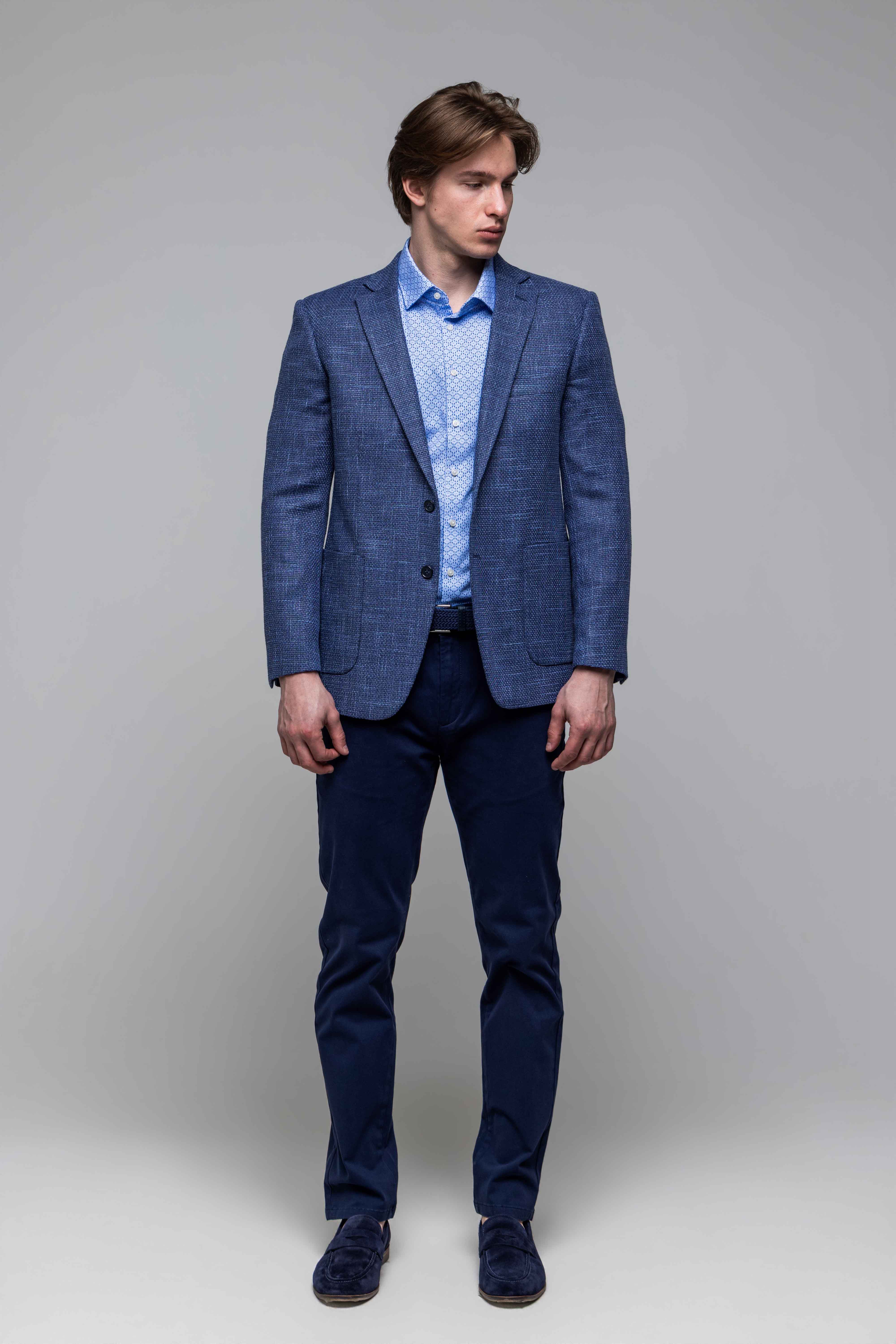 Modré letné Slim Fit sako
