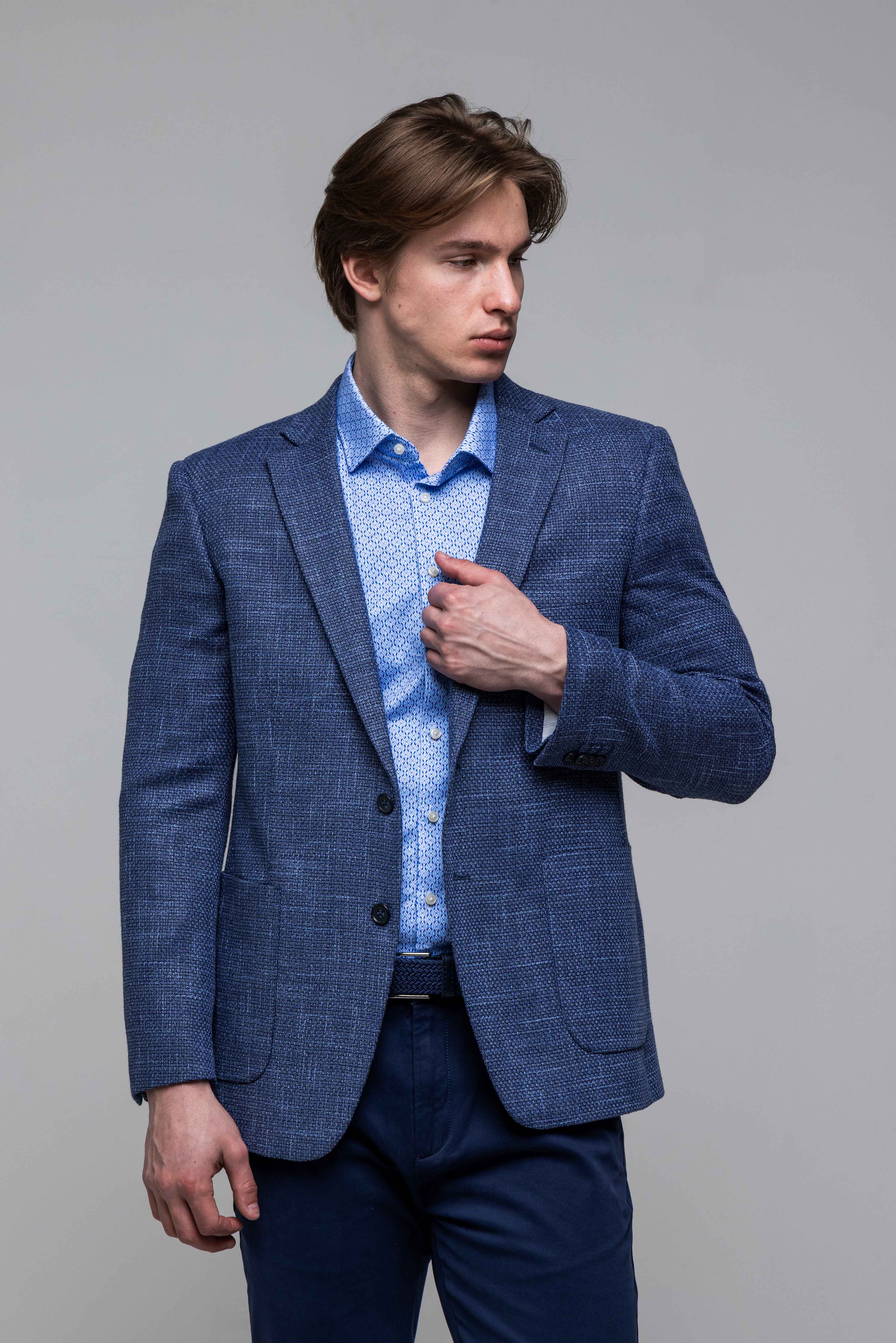 Modré letné Slim Fit sako