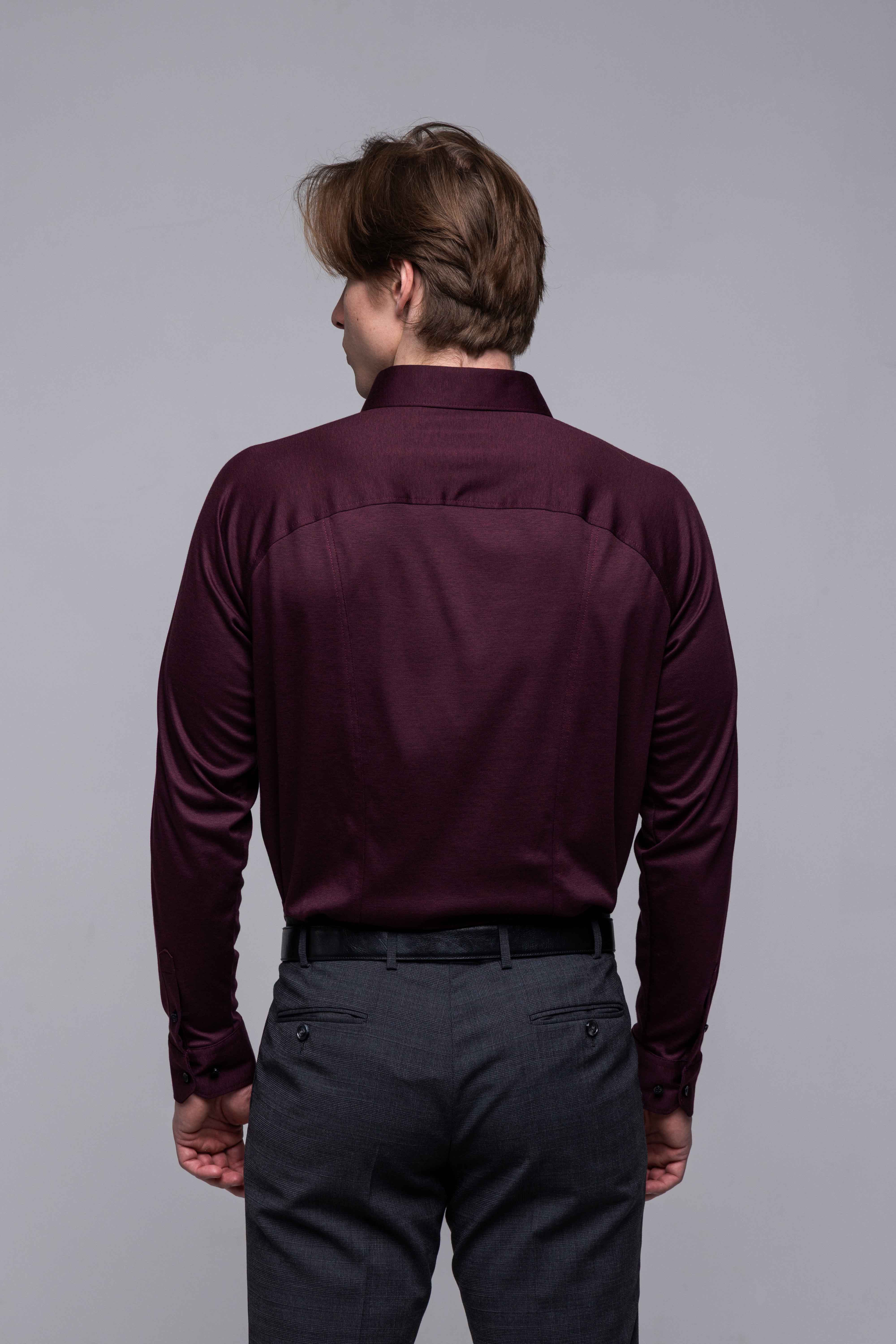 Bordová strečová Extra Slim Fit košeľa