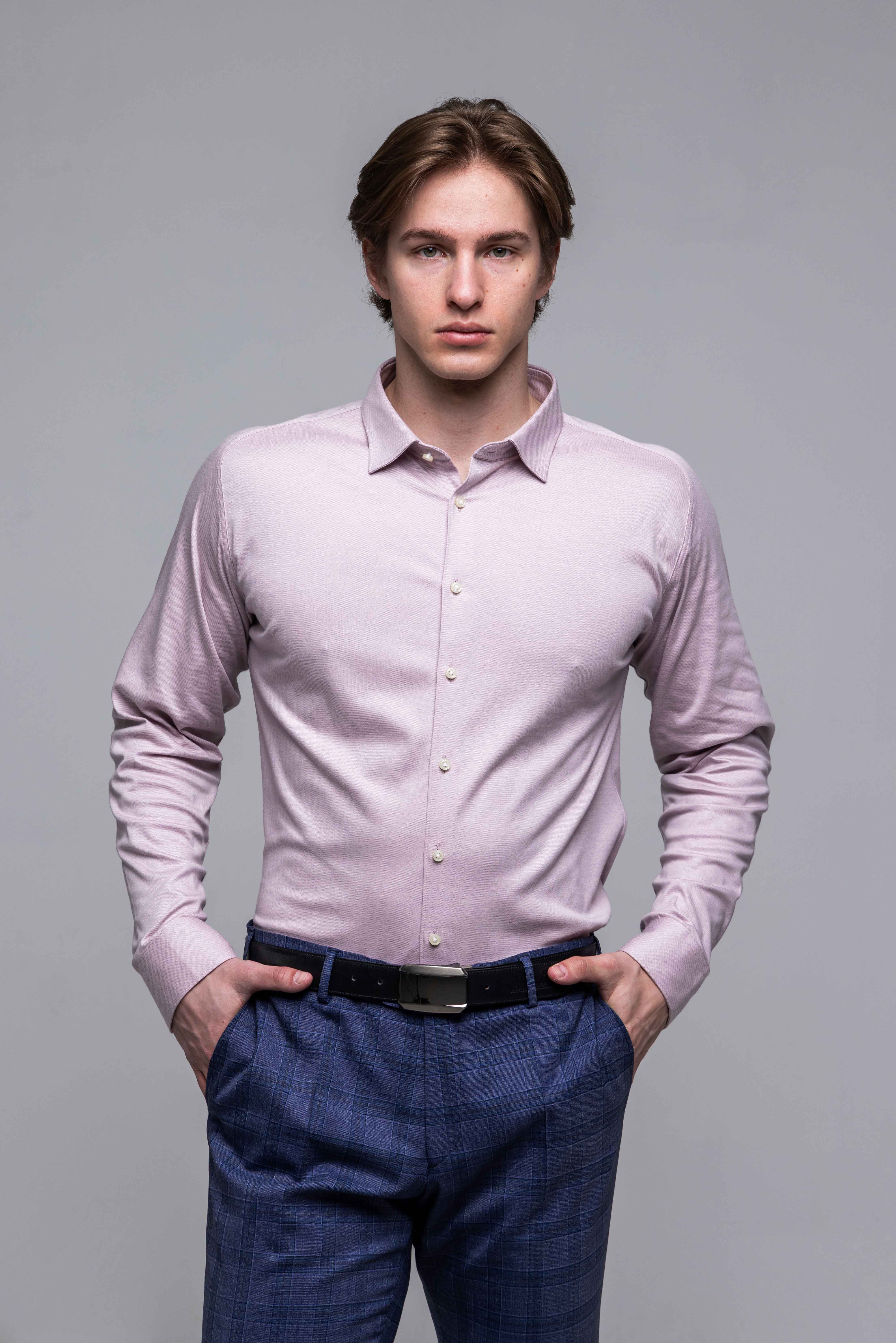 Ružová strečová Extra Slim Fit košeľa