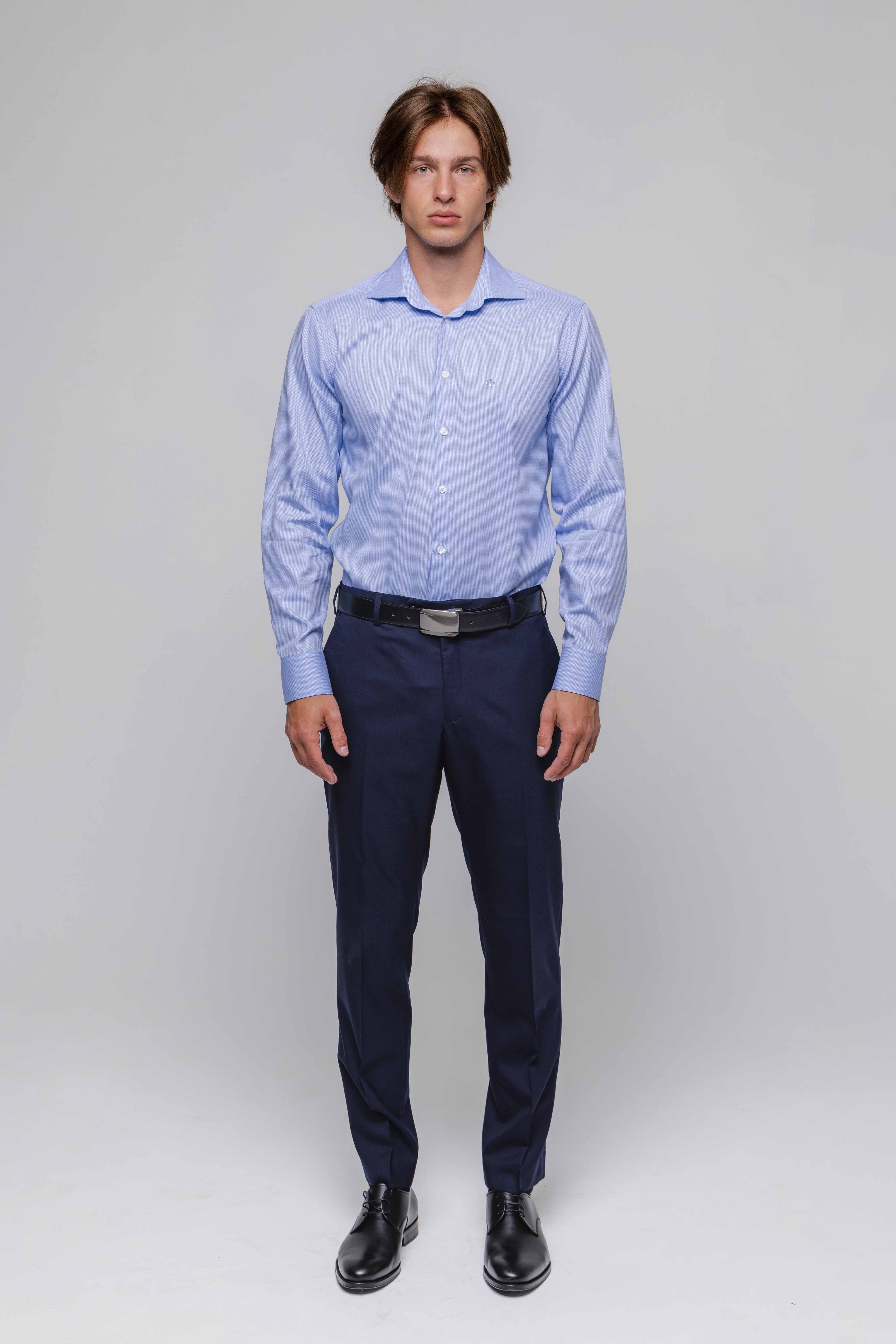 Bledomodrá Extra Slim Fit košeľa s mikro vzorom