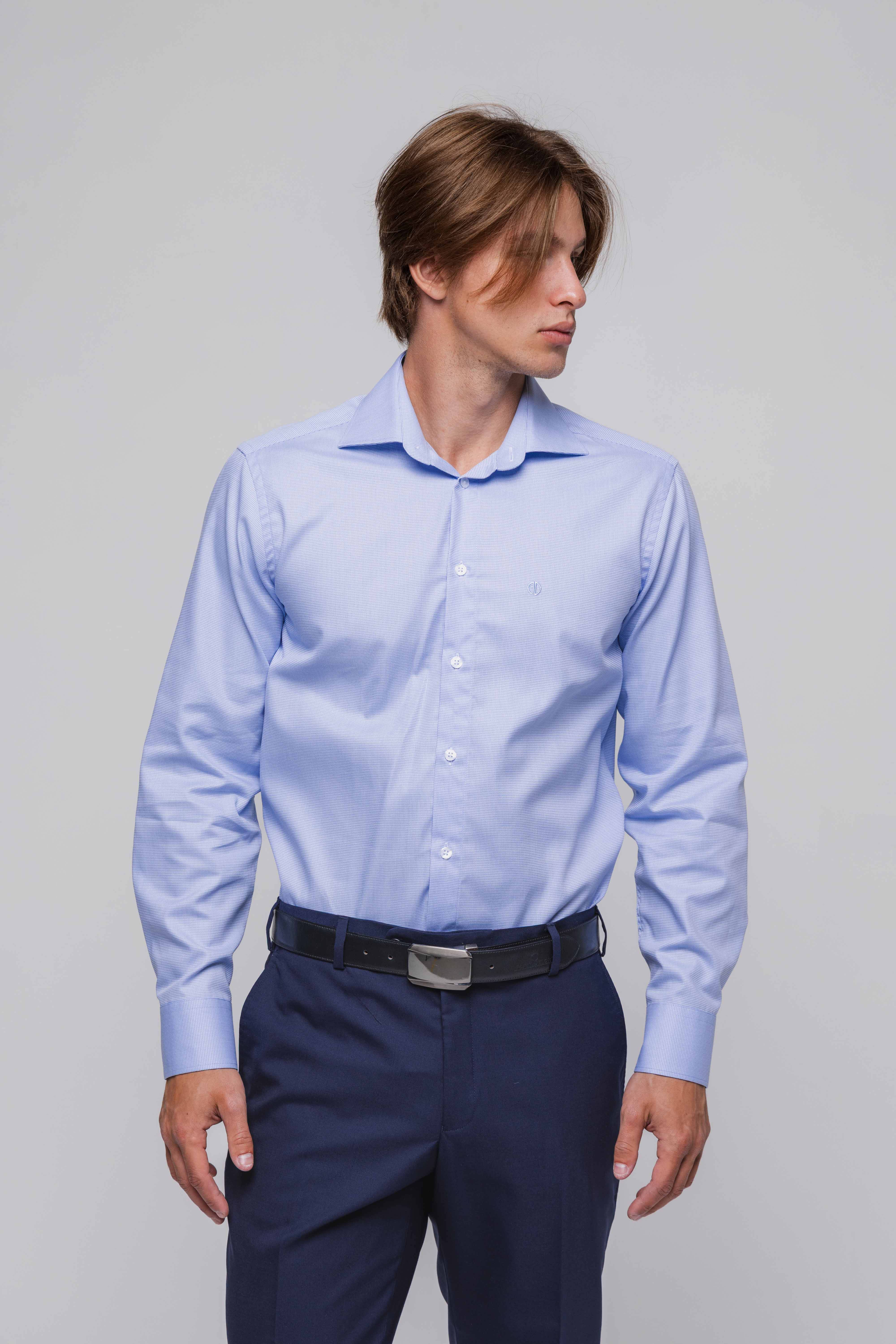 Bledomodrá Extra Slim Fit košeľa s mikro vzorom