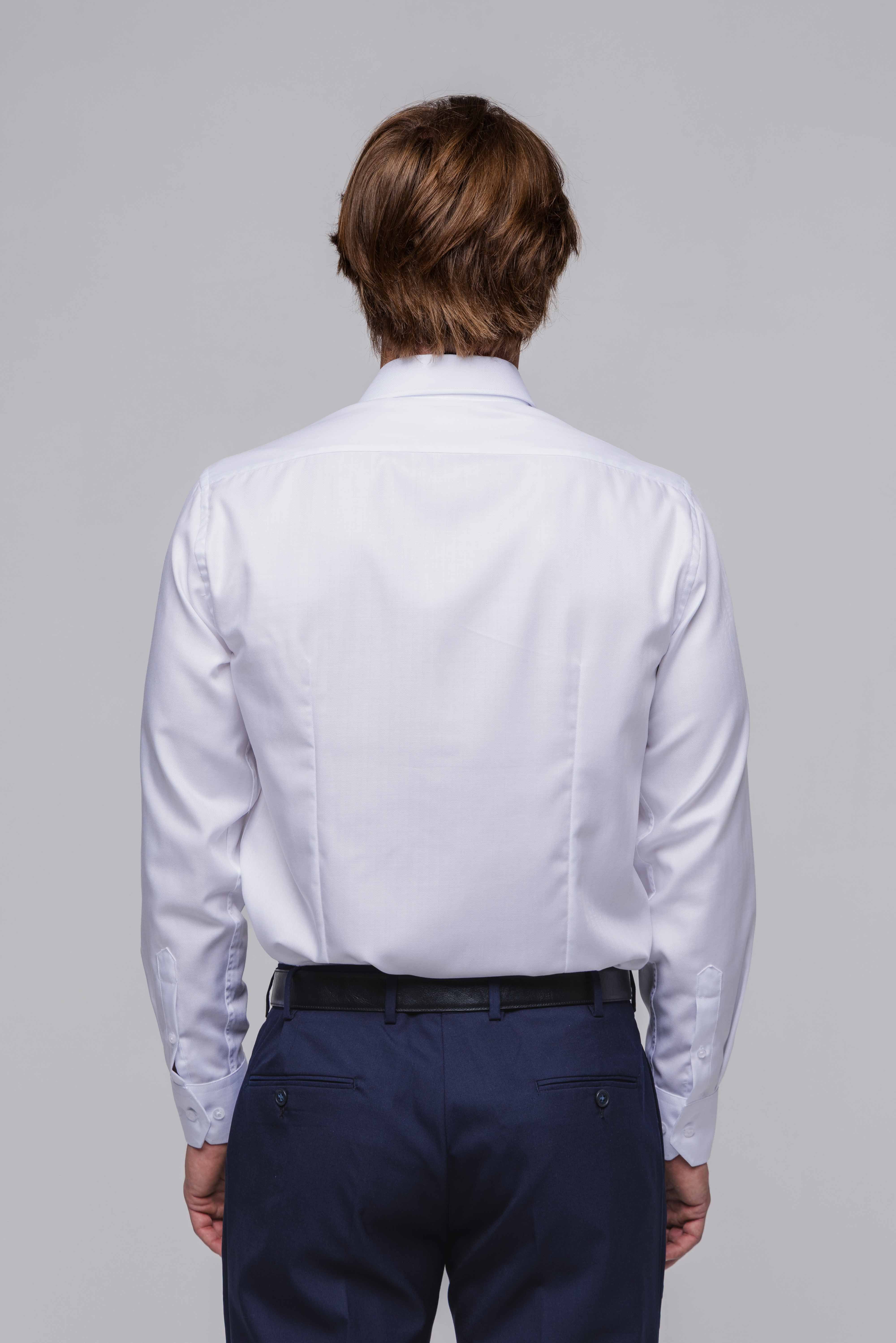 Biela Extra Slim Fit košeľa so vzorom rybia kosť
